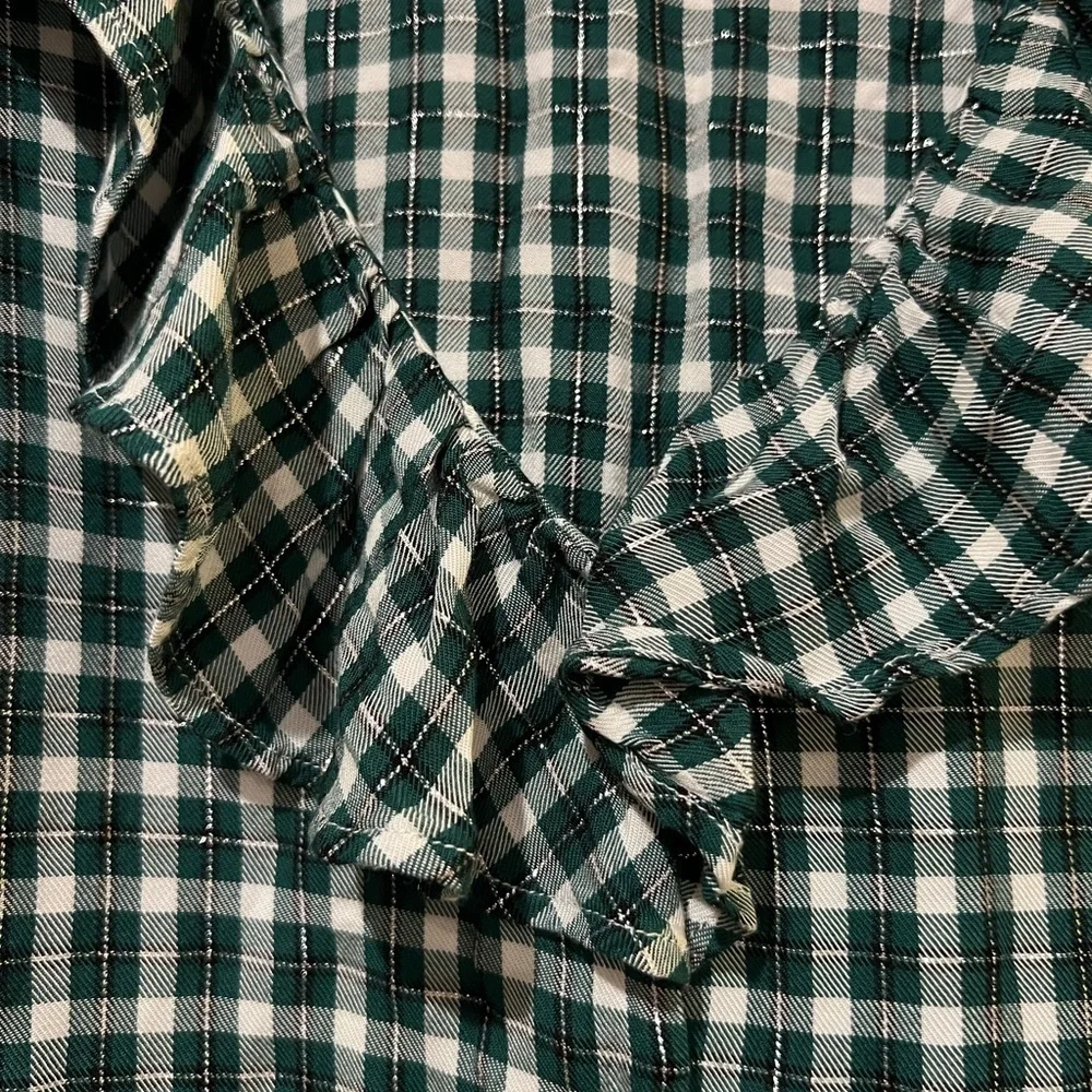Ann Taylor plaid ruffle button down shirt - Picture 4 of 5